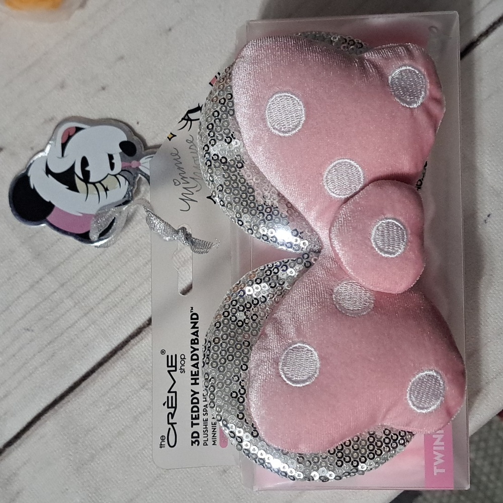 Disney Minnie Mouse Pink and Silver Bow 3D Teddy Headyband